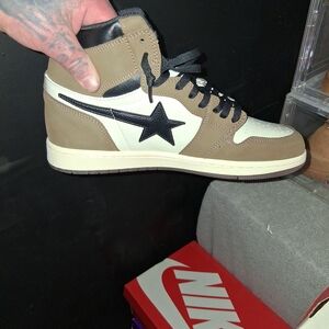 Men's Brown and White High-Top Sneakers Brand New Without Box Never Worn
